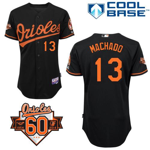 Orioles #13 Manny Machado Black 1954 2014 60th Anniversary Cool Base Stitched MLB Jersey