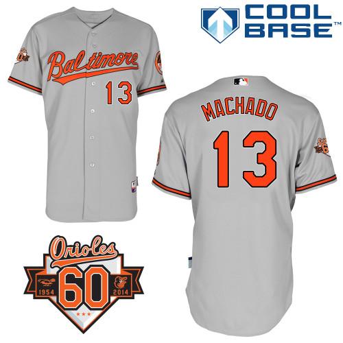 Orioles #13 Manny Machado Grey 1954 2014 60th Anniversary Cool Base Stitched MLB Jersey