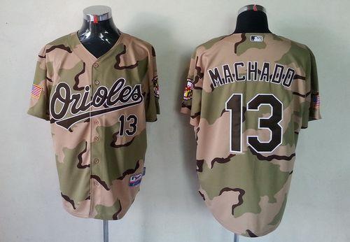 Orioles #13 Manny Machado Camo Commemorative Military Day Cool Base Stitched MLB Jersey