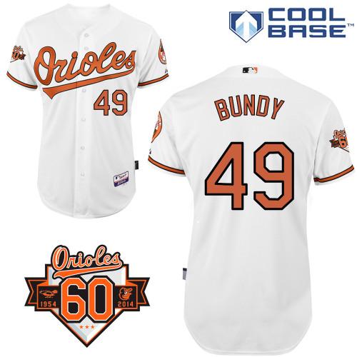 Orioles #49 Dylan Bundy White 1954 2014 60th Anniversary Cool Base Stitched MLB Jersey