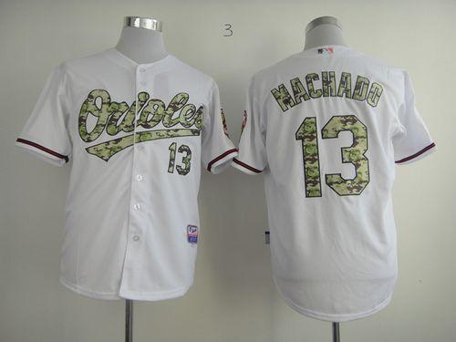Orioles #13 Manny Machado White USMC Cool Base Stitched MLB Jersey