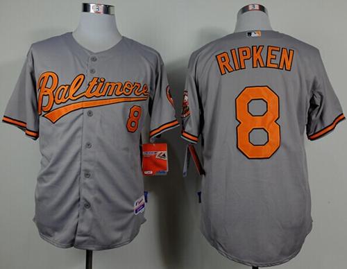 Orioles #8 Cal Ripken Grey Cool Base Stitched MLB Jersey