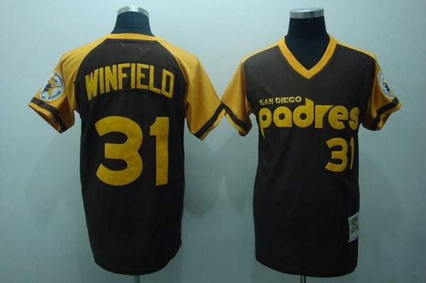 Mitchell and Ness Padres #31 Dave Winfield Stitched Coffee Throwback MLB Jersey