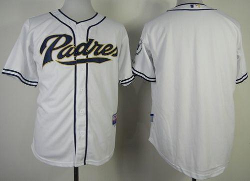 Padres Blank White Cool Base Stitched MLB Jersey