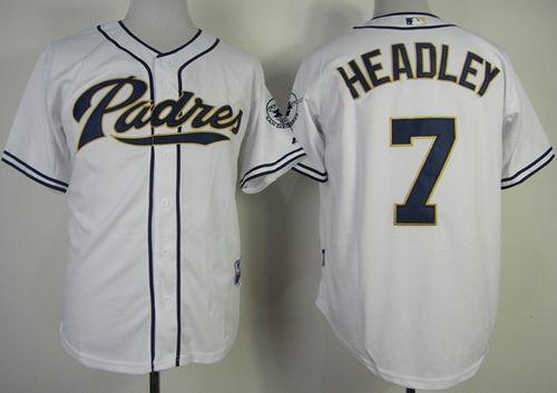Padres #7 Chase Headley White Cool Base Stitched MLB Jersey