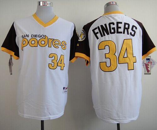 Padres #34 Rollie Fingers White 1978 Turn Back The Clock Stitched MLB Jersey