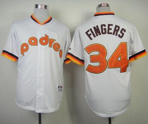 Padres #34 Rollie Fingers White 1984 Turn Back The Clock Stitched MLB Jersey