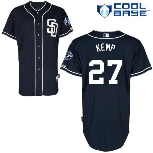 Padres #27 Matt Kemp Dark Blue Alternate 1 Cool Base Stitched MLB Jersey