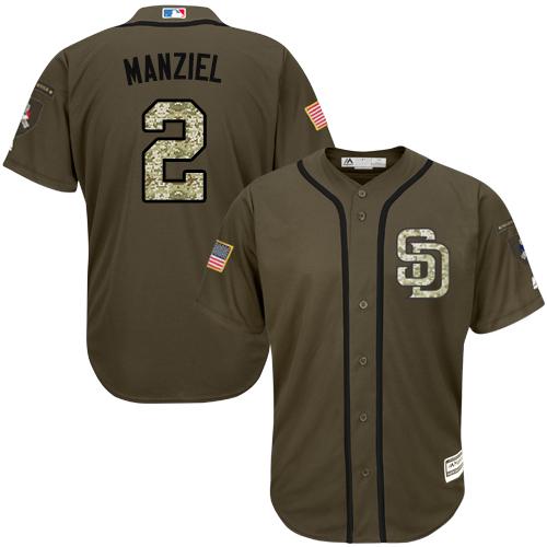 Padres #2 Johnny Manziel Green Salute to Service Stitched MLB Jersey
