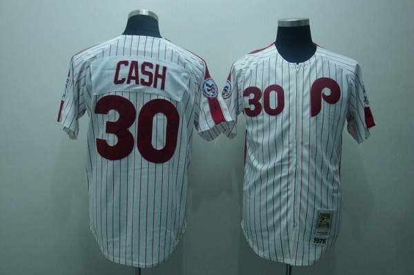 Mitchell And Ness Phillies #30 Dave Cash Stitched White Red Strip Throwback MLB Jersey