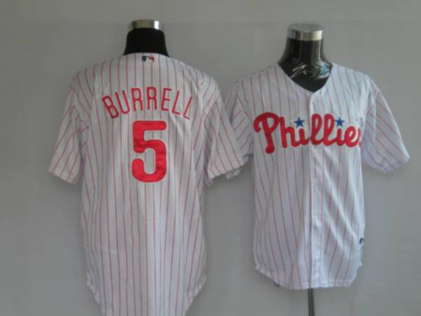 Phillies #5 Patrick Burrell Stitched White MLB Jersey