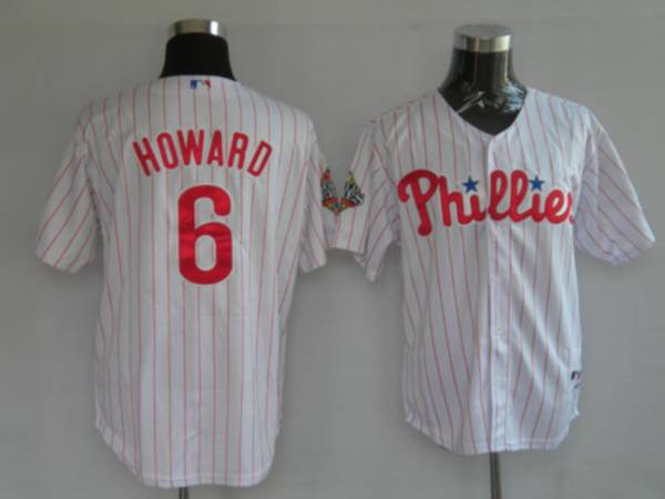 Phillies #6 Ryan Howard Stitched White Red Strip MLB Jersey