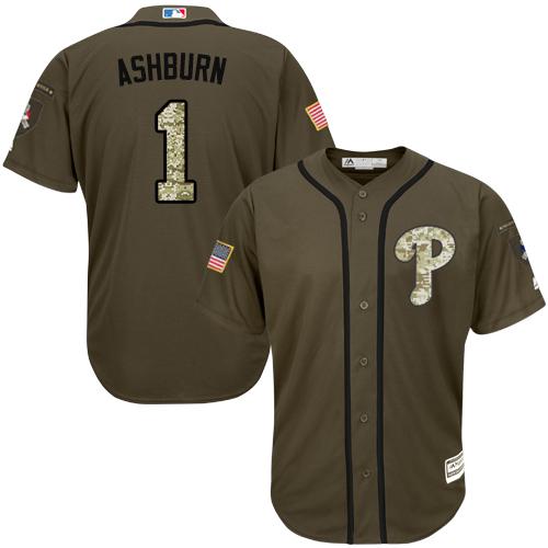Phillies #1 Richie Ashburn Green Salute to Service Stitched MLB Jersey