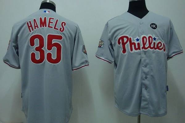 Phillies #35 Colbert Hamels Stitched Grey MLB Jersey