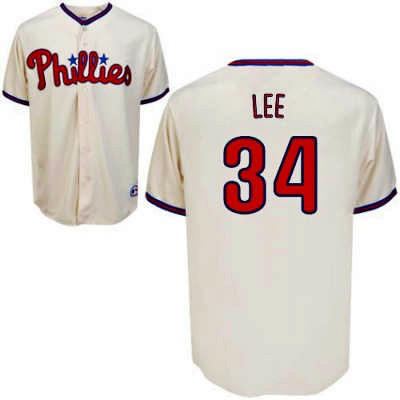 Phillies #34 Cliff Lee Cream Stitched MLB Jersey