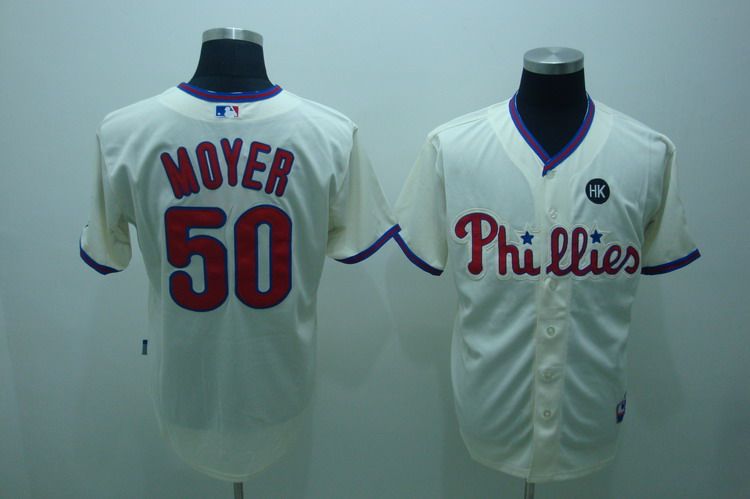 Phillies #50 Jamie Moyer Stitched Cream MLB Jersey