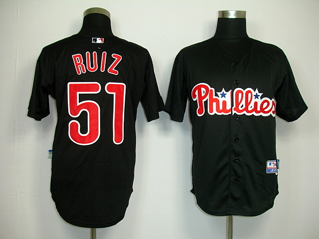 Phillies #51 Carlos Ruiz Black Stitched MLB Jersey