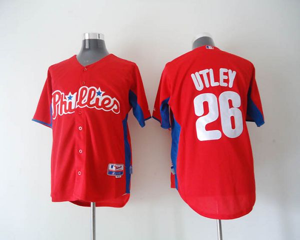 Phillies #26 Chase Utley Red 2011 Cool Base BP Stitched MLB Jersey