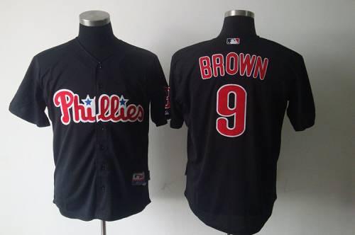 Phillies #9 Domoic Brown Black Stitched MLB Jersey