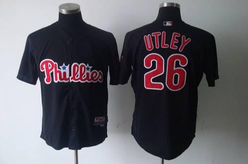 Phillies #26 Chase Utley Black Stitched MLB Jersey