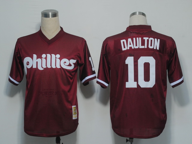 Mitchell and Ness 1991 Phillies #10 Darren Daulton Red Stitched MLB Jersey