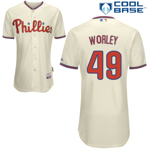 Phillies #49 Vance Worley Cream Cool Base Stitched MLB Jersey