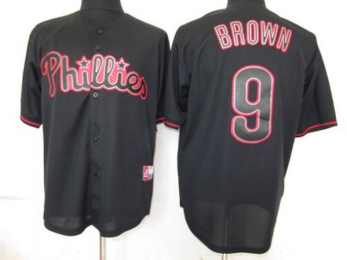 Phillies #9 Domoic Brown Black Fashion Stitched MLB Jersey