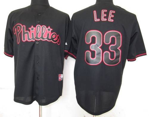Phillies #33 Cliff Lee Black Fashion Stitched MLB Jersey