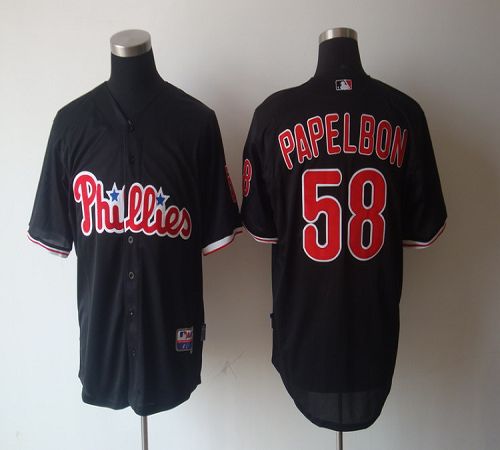 Phillies #58 Jonathan Papelbon Black Cool Base Stitched MLB Jersey