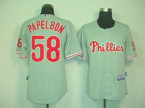 Phillies #58 Jonathan Papelbon Grey Cool Base Stitched MLB Jersey