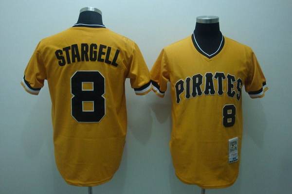 Mitchell and Ness Pirates #8 Willie Stargell Stitched Yellow Throwback MLB Jersey