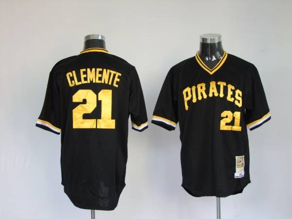 Mitchell and Ness Pirates #21 Roberto Clemente Stitched Black Throwback MLB Jersey