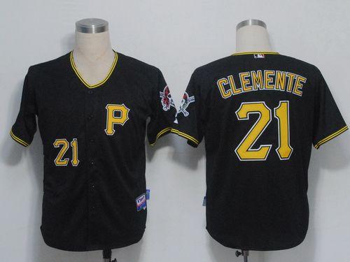 Pirates #21 Roberto Clemente Black Cool Base Stitched MLB Jersey