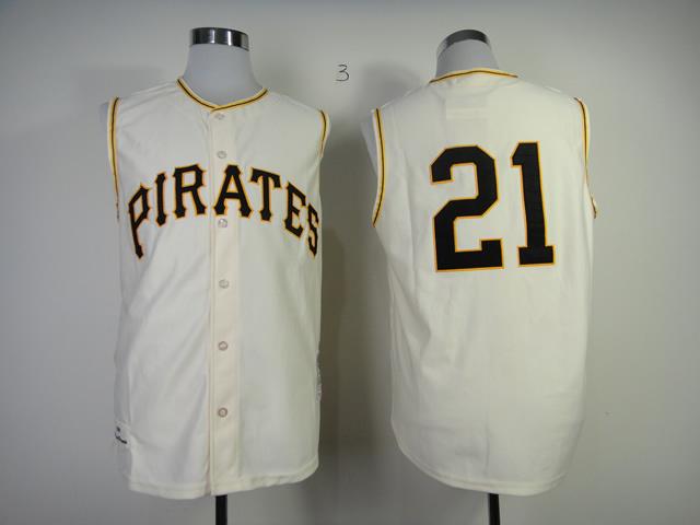 Mitchell And Ness 1960 Pirates #21 Roberto Clemente Cream Throwback Stitched MLB Jersey