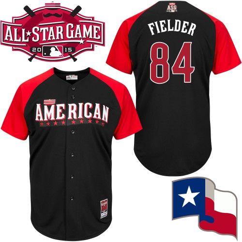 Rangers #84 Prince Fielder Black 2015 All Star American League Stitched MLB Jersey