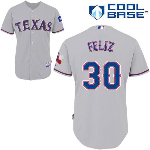 Rangers #30 Naftali Feliz Stitched MLB Grey Cool Base Jersey