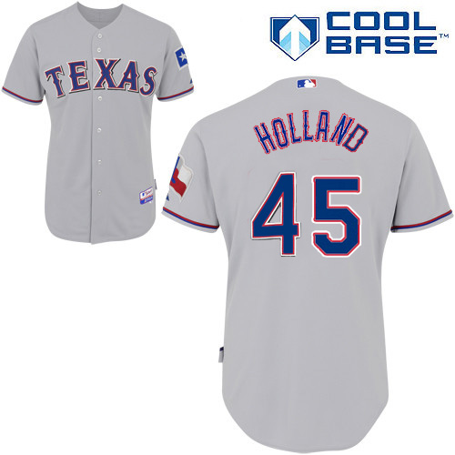 Rangers #45 Derek Holland Stitched MLB Grey Cool Base Jersey
