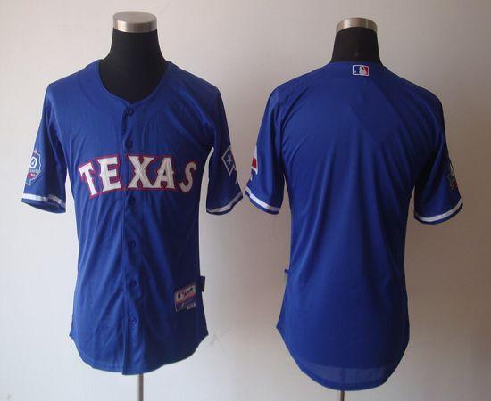 Rangers Blank Blue 40th Anniversary Patch Stitched MLB Jersey