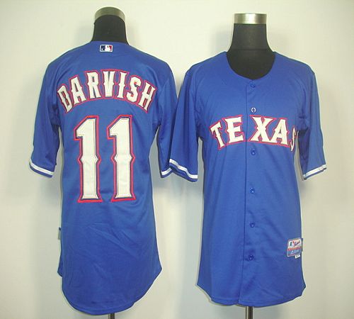 Rangers #11 Yu Darvish Blue 40th Anniversary Patch Cool Base Stitched MLB Jersey