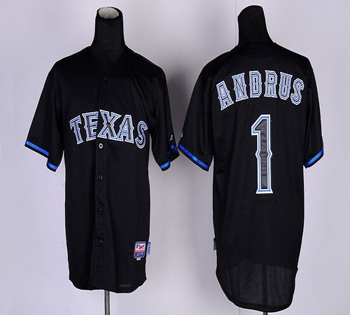 Rangers #1 Elvis Andrus Black Fashion Stitched MLB Jersey