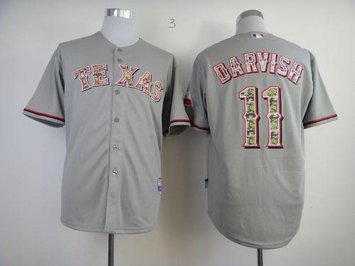 Rangers #11 Yu Darvish Grey USMC Cool Base Stitched MLB Jersey