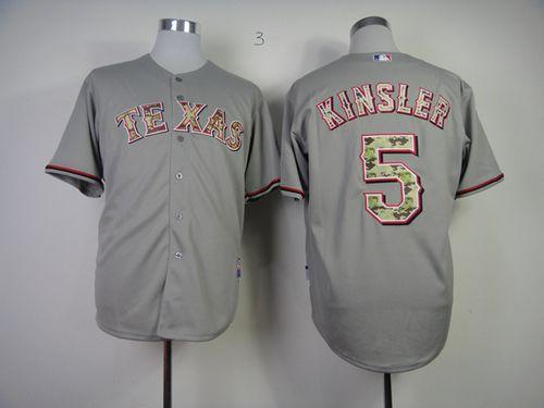 Rangers #5 Ian Kinsler Grey USMC Cool Base Stitched MLB Jersey