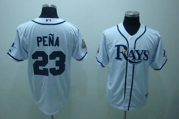 Rays #23 Carlos Pena Stitched White MLB Jersey
