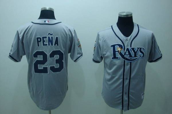 Rays #23 Carlos Pena Stitched Grey MLB Jersey