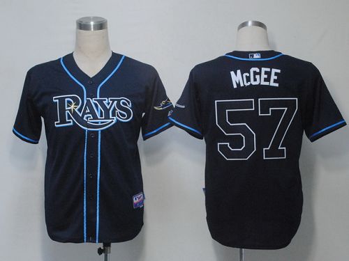 Rays #57 Jake Mcgee Dark Blue Cool Base Stitched MLB Jersey