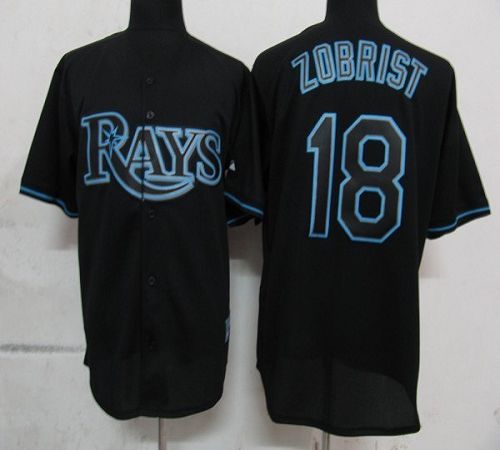 Rays #18 Ben Zobrist Black Fashion Stitched MLB Jersey