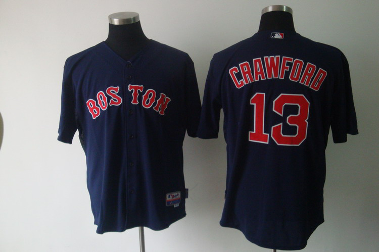 Red Sox #13 Carl Crawford Dark Blue Cool Base Stitched MLB Jersey