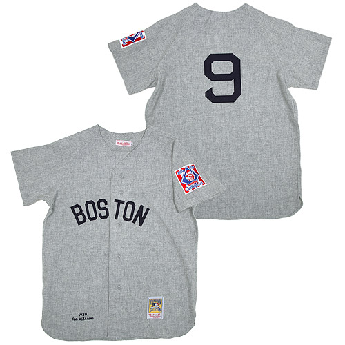 Mitchell And Ness 1939 Red Sox #9 Ted Williams Grey Throwback Stitched MLB Jersey