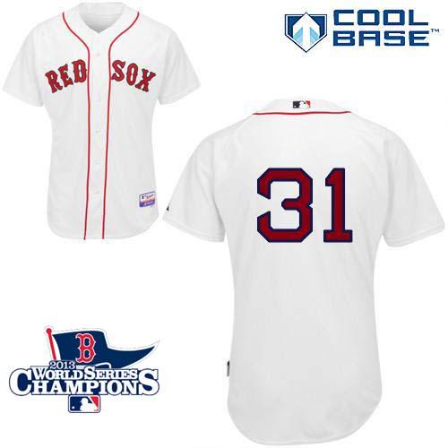 Red Sox #31 Jon Lester White Cool Base 2013 World Series Champions Patch Stitched MLB Jersey