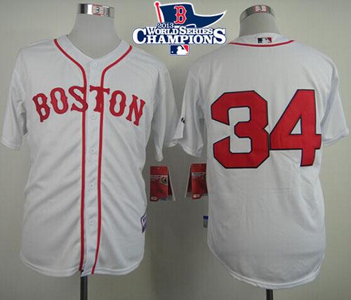 Red Sox #34 David Ortiz White Cool Base 2013 World Series Champions Patch Stitched MLB Jersey